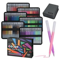 120 Color Pens for Adult Coloring Books,1.0mm Bullet Tip Acrylic Pens,Glitter…