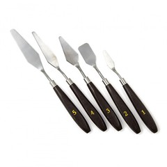 ToolTreaux Steel and Polished Wood Assorted Soft Medium Sculpting Spatulas, 5pc