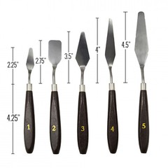 ToolTreaux Steel and Polished Wood Assorted Soft Medium Sculpting Spatulas, 5pc