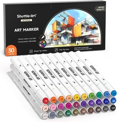 30 Dual Tip Art Marker Pens: Non-Toxic, Waterproof Colors for Creative Bliss