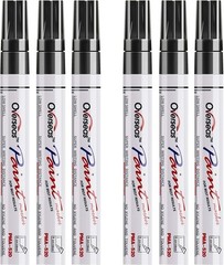 6 White Permanent Paint Pens – Opaque, Quick-Dry Oil-Based Markers for Artists
