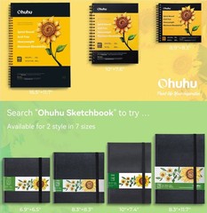 Ohuhu Marker Pads Art Sketchbook – 8.3 X 8.3 Portable Square Size -120 Lb/200