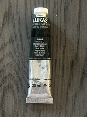 LUKAS Watercolor Paint, 20 ML Tube, Elfenbeinschwarz (Ivory Black)