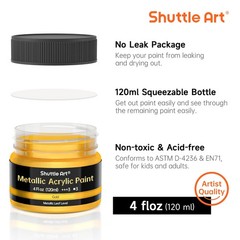 Metallic Gold Acrylic Paint, 4 oz (120 ml) Gold Leaf Paint, Non Toxic, Non Fa…
