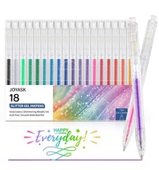 Joyask Glitter Gel Pens, 18 Colors 18 Retractable Ink Pens