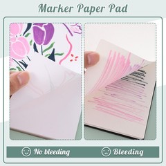 50 Sheets Marker Paper Pad, 7.6×7.6 Inch Bleedproof Art Sketch Pad, 73lb/120gsm