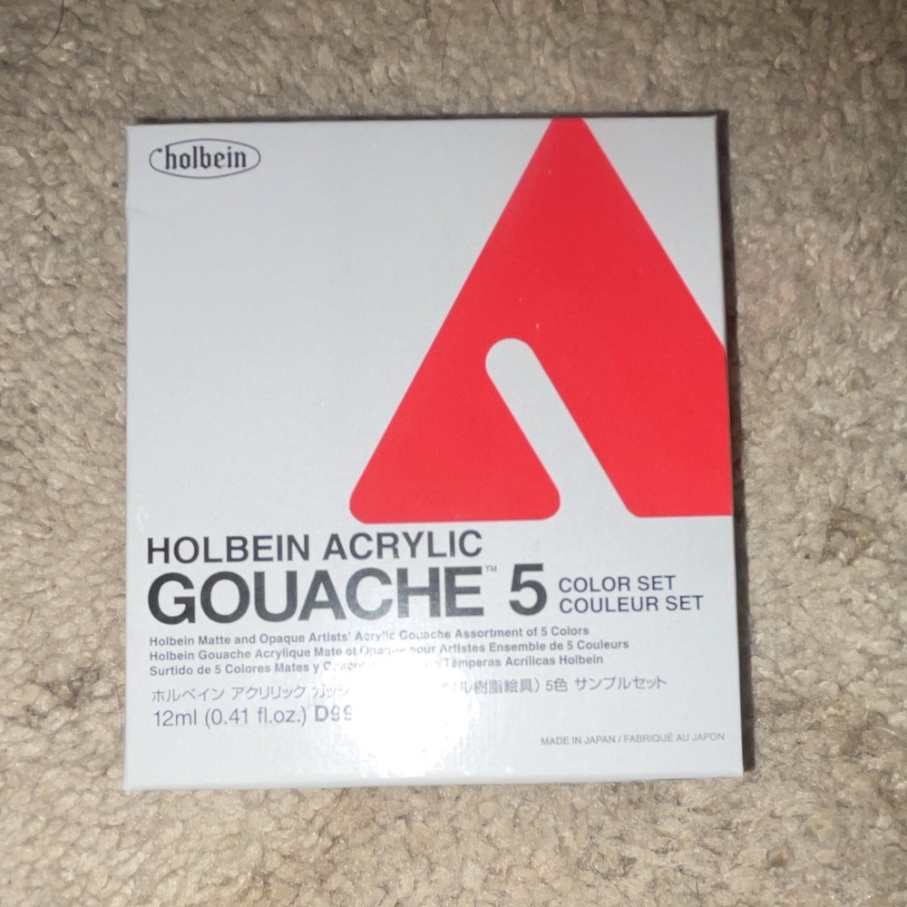 Holbein Acrylic Gouache 5 Color Set, Multicolor 12ml (0.41 fl oz) Tubes