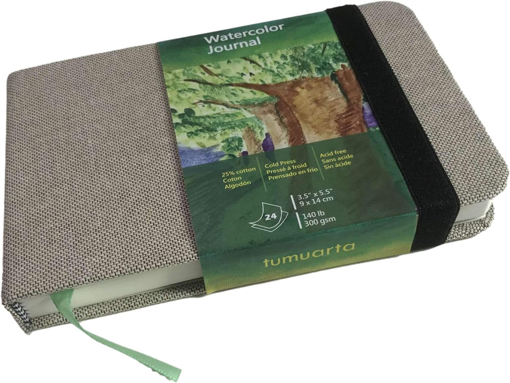Watercolor Journal, 3.5X5.5”, 140 LB, 300 GSM, Cotton Paper, Cold Press, 24 She