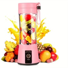 1pc 380ML Portable Blender With 6 Blades Rechargeable USB ; Personal Size Blende