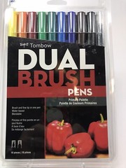 Tombow Dual Brush Pen Art Markers, “Primary” Palette, 10-Pk, NEW in sealed pkg.