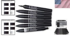 Graphic Marker Set – Black Ink, 6 Count + Blender