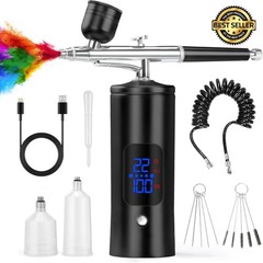 48 PSI Rechargeable Cordless Airbrush Kit With Compressor For Hobby & Nail Art