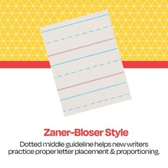 500 Sheets 10.5×8 inch Zaner-Bloser Paper 1/2 Inch Ruled Handwriting