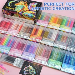 168 Color Pens, 0.6 mm Fine Tip Pens for Coloring—Portable Case pens Colored …