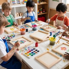 Owevvin 6 Pack 8 x 8 Inch Wood Panel Boards, 7.87 x inches, Brown