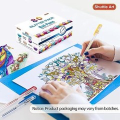 Glitter Gel Pens,40 Color Glitter Gel Pens+40 Refills for Drawing Crafts,80-Pack