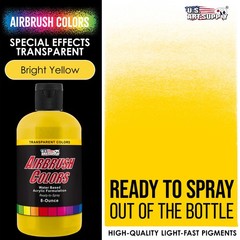 US Art Supply 8-Ounce Transparent Bright Yellow Airbrush Paint