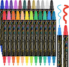24 marcadores acrilicos premium de doble punta con pintura de alta calidad