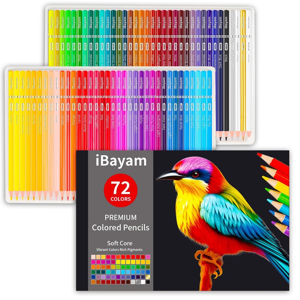 72 Colors Colored Pencils Adults Coloring Books Soft Core Teen Art Gift Kit