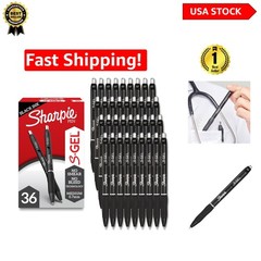 S-Gel 36 Count Black Gel Pens – No Smear, Medium Point 0.7mm for Vibrant Writing