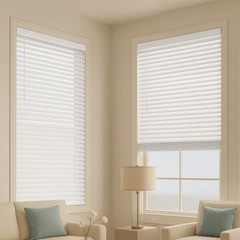 Faux Wood Blinds, 2″ Slat, 34.5″ W x 60″ H, Cordless Window Blinds and Shade…