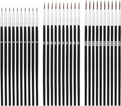 30pcs Detail Paint Brushes, Fine Tip 15.3×0.5cm/6.02×0.19in, Black