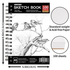 FIXSMITH 5.5″X8.5″ Sketch Book | 100 Sheets (68 5.5″x8.5″-1 Pack, Black