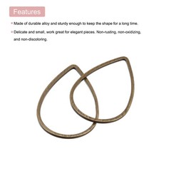 Teardrop Beading Hoop Link Open Bezel Charm Ring 0.55″x0.86″ Bronze 20pcs