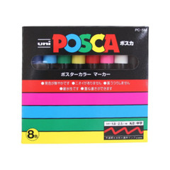 Uni POSCA Paint Marker Pen Medium Point 8 Color Set PC-5M 8C from Japan
