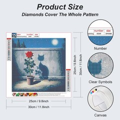 Rose Diamond Painting Kits for Adults, Shadow Cat 5D DIY Diamond Art Kits for Be