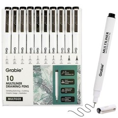 Waterproof Black Ink Fineliner Pens Set of 10 – Professional Drawing & Sketching