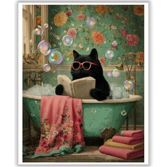 Cat Paint by Numbers Kit for Adults – Bathroom Cat Paint by Numbers Kit for A…