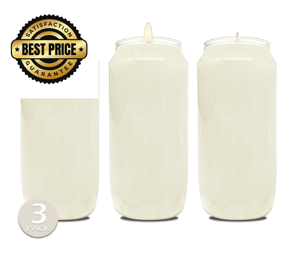Hyoola 7 Day White Prayer Candles, 3 Pack – 6″ Tall Pillar 3 Pack,