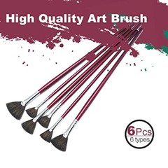high-Grade Mink 6 pcs/Set Fish Tail Fan Shape Watercolor Gouache Acrylic Pain…