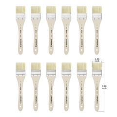 XDT#2806 Hake Artist Paint Brush 12 Piece Set #1.37in, Hog Bristle Flat Brushes