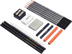 Amazon Basics Sketching and 17 Count (Pack of 1), Charcoal, Black, White