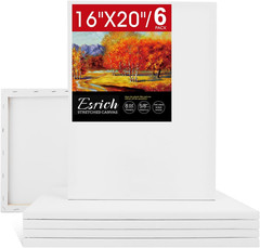Stretched Canvas for Painting 16X20 Inch, 6Pack Large Canvas for Painting, Prime
