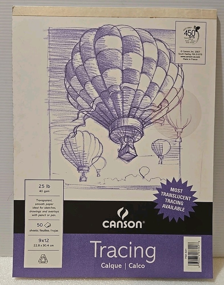 Canson 702-321 Pro-Art 9-Inch by 12-Inch Tracing Paper Pad, 50-Sheet