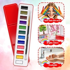 Watercolor Paint Set, 12 Colors Travel Watercolors Kit with Brushes