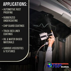 TCP Global Air Undercoating Spray Gun with Gauge, Suction Feed Cup & 2 Wands …