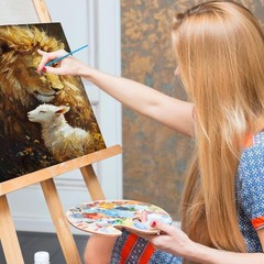Lion and Sheep Paint by Number for Adults Art Kit 16×20 Inches