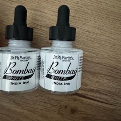 Lot of 6 Dr. Ph. Martin’s Bombay India Ink Ink Bottle, 1.0 oz, White Red Black