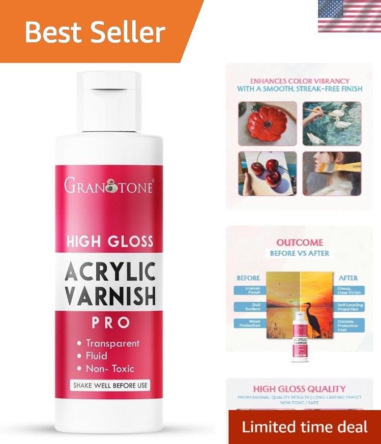 Professional Quality High Gloss Acrylic Varnish 3.38 fl oz – Durable & Safe