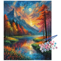 Moonlit River Paint by Numbers Kit for Adults,Mountains Adult Paint by Number…