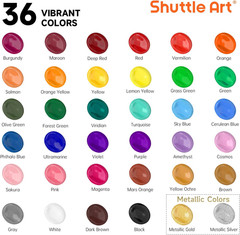 Acrylic Paint, 36 Colors Acrylic Paint Set with Brushes & Palette, 2Oz/60Ml Bott