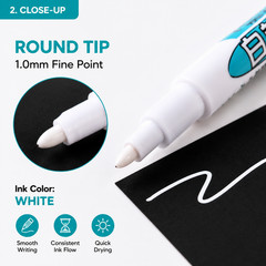 2x White Liquid Chalk Pen Marker For Glass Windows CRAFT Plastic Pens UK SELLER