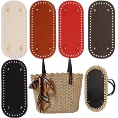 5 PCS Bag Bases for Crochet PU Leather Bottom Oval 8.66″x3.93″, White