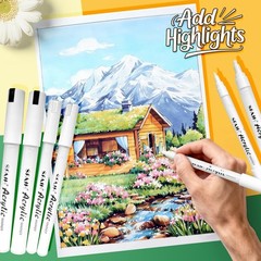 SFAIH Acrylic White Paint Pens – 8 Pack 2-3MM Medium Tip & 0.7MM Extra Fine P…