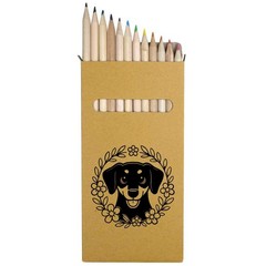 12 x ‘Dachshund Floral Wreath’ Long Colour Pencils (PE00085419)