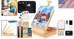 Elegant Portable 45-Piece Art Kit with Sturdy Easel & Versatile Painting Tools